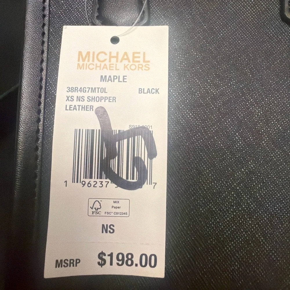 Michael Kors Black Leather Maple XS NS Shopper  Mini Tote Crossbody Gold Hardwar